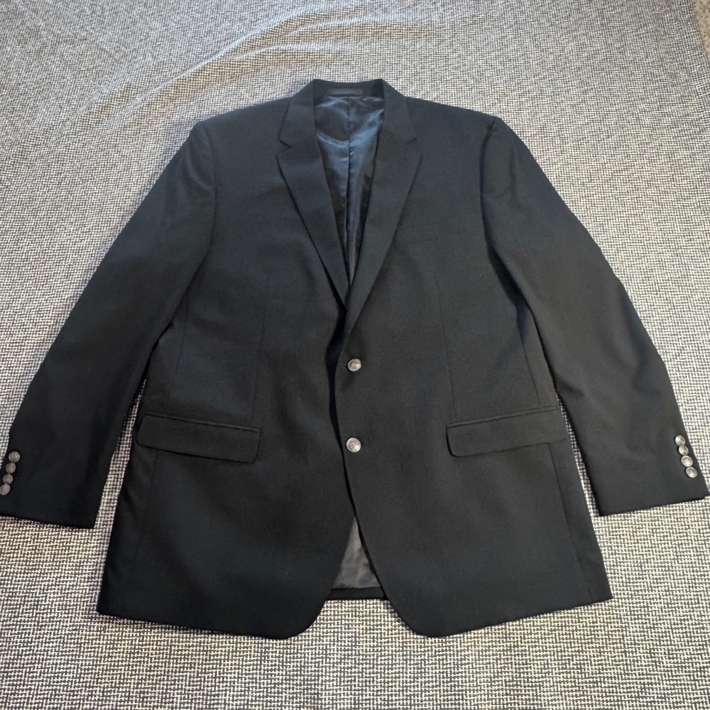 Michael Kors Mens Black Two Button Crest Button Blazer Jacket 48L